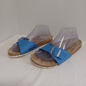 Birkenstock slide sandals blue buckle adjustable made in Germany size 39